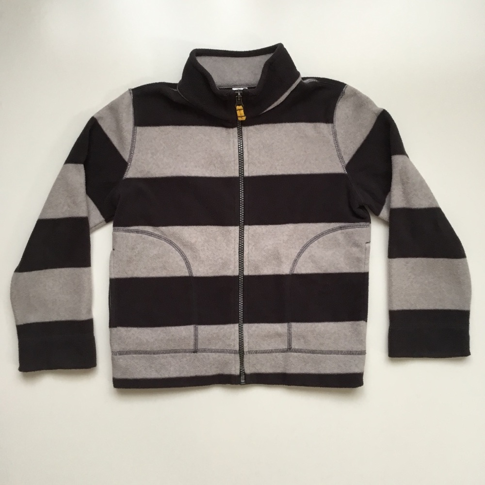 Fleece Jacket, Sz 6, Full Zip, Gray Stripes